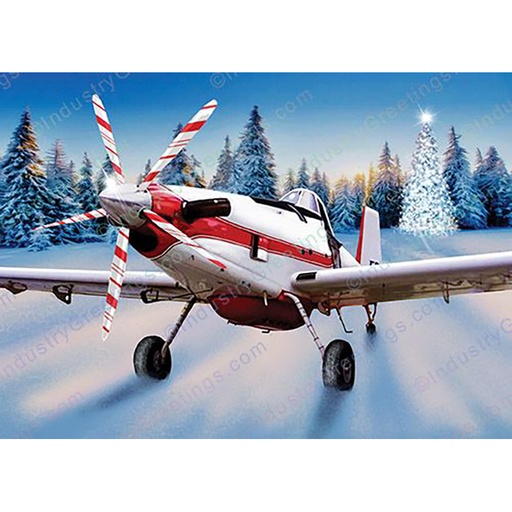 [RX1-13-24289] Holiday Card White Air Tractor (10Pk)