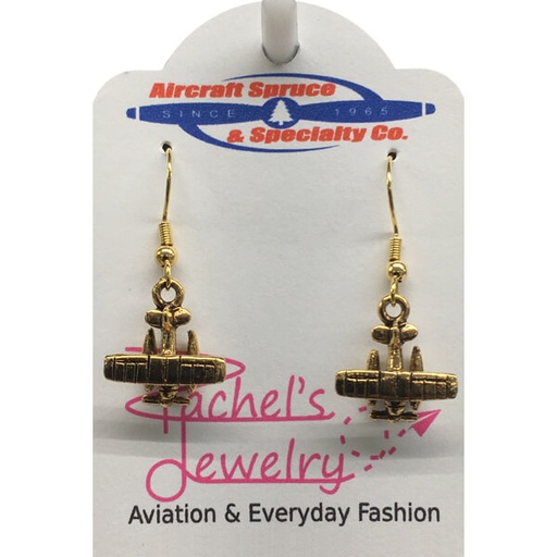 [RX1-14-03316] FLOAT PLANE EARRINGS - GOLD