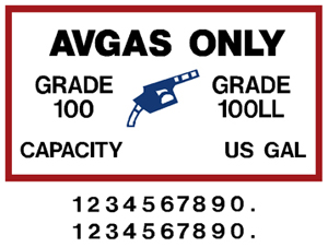 [RX1-09-42801] Universal Fuel Placard