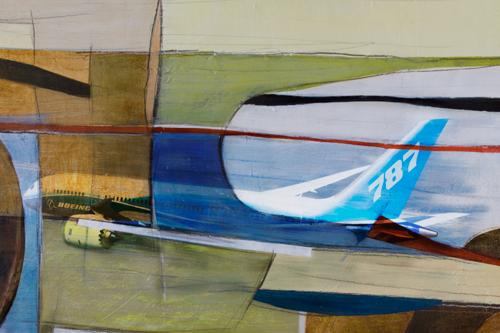 [RX1-13-13274] Martin Young Art Boeing 787 Dreamliner Print 45X30