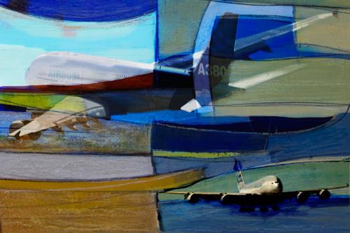 [RX1-13-13288] Martin Young Art Airbus A380 Print 45X30