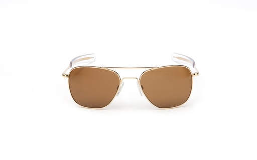 [RX1-13-00682] Randolph Aviator Sunglasses - 55MM Gold 23K Bayonet Temple Tan Polarized Ar Lens