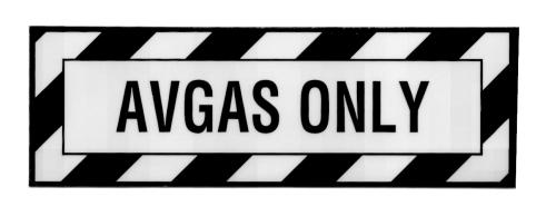 [RX1-14-00037] Avgas Only Placard