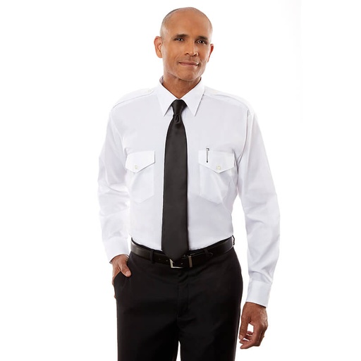 [RX1-14-00343] Aviator Pilot Shirt Men Long Sleeve 17.5 34/35 White