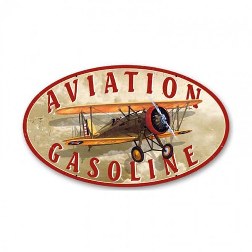 [RX1-13-22017] Aviation Gasoline Metal Sign 24X14 Oval