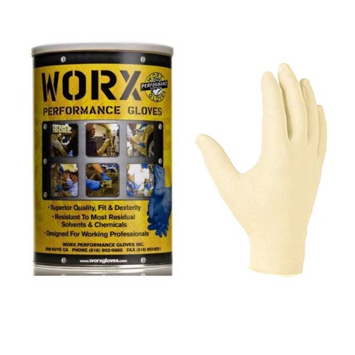 [RX1-01-01586] Worx Disposable Powder Free Latex Gloves 100 White L