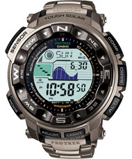 [RX1-13-12982] Casio Pro Tek Solar Power Tide Moon Titanium Band