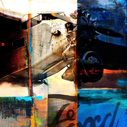 [RX1-13-13203] Martin Young Art The Tin Goose Ford Trimotor Print 36X36