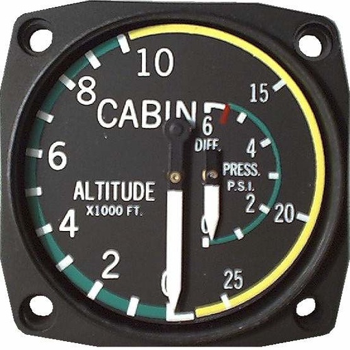 [RX1-10-02461] UMA 2-1/4 Cabin Altitude 0-35K Foot Diff Press 0-8 PSI