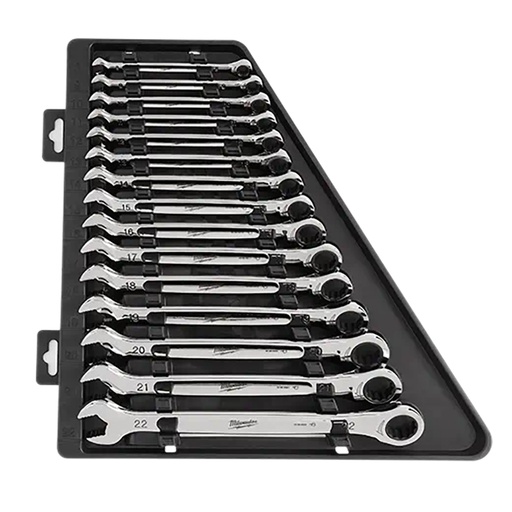 [RX1-12-06215] Milwaukee 15 Pc Ratcheting Combination Wrench Set - Metric