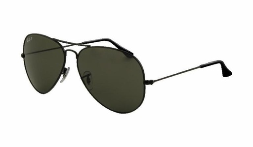 [RX1-13-12070] Ray-Ban Polarized Aviator Black / Green 62Mm