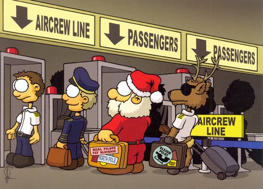 [RX1-13-17599] Santa At Tsa Check Christmas Cards 10 Pack