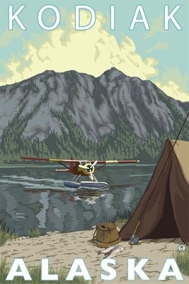 [RX1-13-17821] Postcard Kodiak Alaska Bush Plane