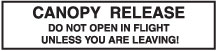 [RX1-09-43913] Canopy Release Decal