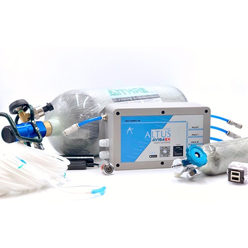 [RX1-11-19058] Aithre 925L Oxygen Bottle With Adjustable Flow Reg Meso AvI64Ex 4-Place & Install Kit