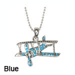 [RX1-13-11458] Crystal Biplane Purple Necklace