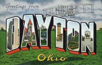 [RX1-13-17806] Postcard Dayton Ohio Wright Brothers Plane