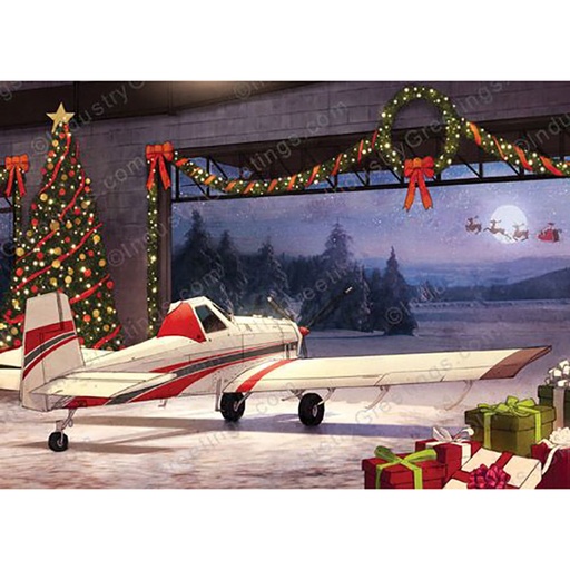 [RX1-13-23414] Holiday Card White Plane Hangar (10Pk)