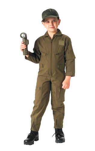 [RX1-14-01993] Jr. G.I. Kids Olive Drab Air Force Type Flight Suit - Large