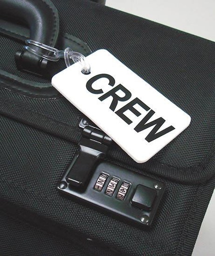 [RX1-14-02963] Gelflex White Luggage Tag Dual Sided - Crew
