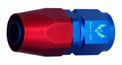 [RX1-04-03603] AN -6 Hose End Straight - Blue/Red J600-2
