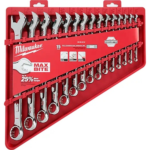 [RX1-12-06214] Milwaukee 15 Pc Combination Wrench Set - Sae