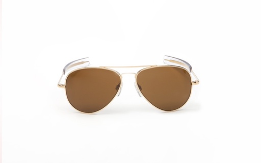 [RX1-13-12471] Randolph Concorde Sunglasses - 57MM Gold 23K Bayon Temple Tan Polarized Ar Lens