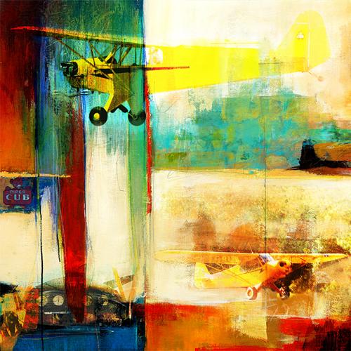 [RX1-13-13209] Martin Young Art Piper J-3 Cub Print 30X30